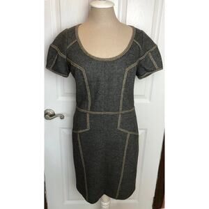 Anthropologie Sine Gray Beige Short Sleeve Dress Women's Size 6